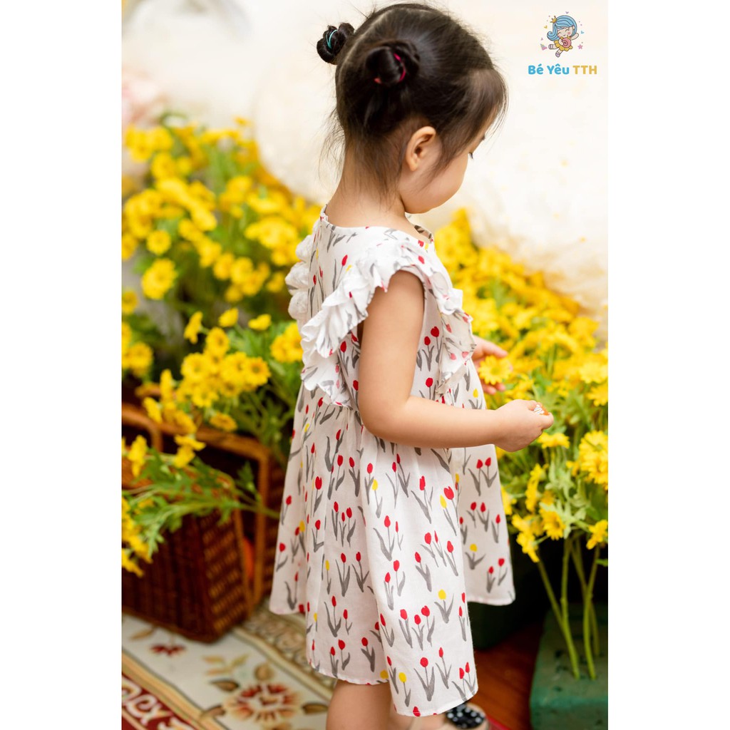 Đầm bé gái 9 mảnh hoa tulip size 1-8 tuổi - Bé Yêu TTH shop