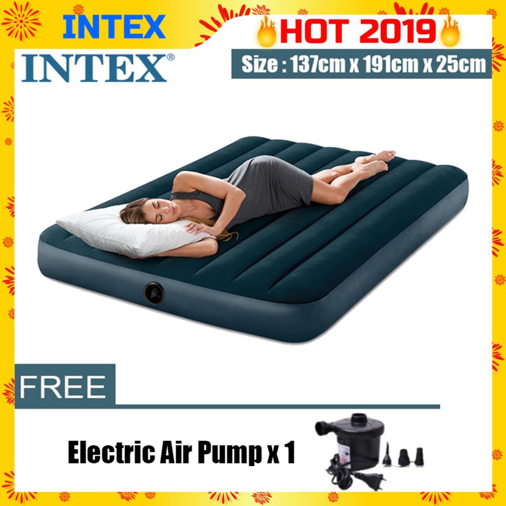 Đệm Hơi Đôi cao cấp 64733 INTEX <137x191x22cm > Bơm tay . Bơm điện Bảo Hành 12 tháng