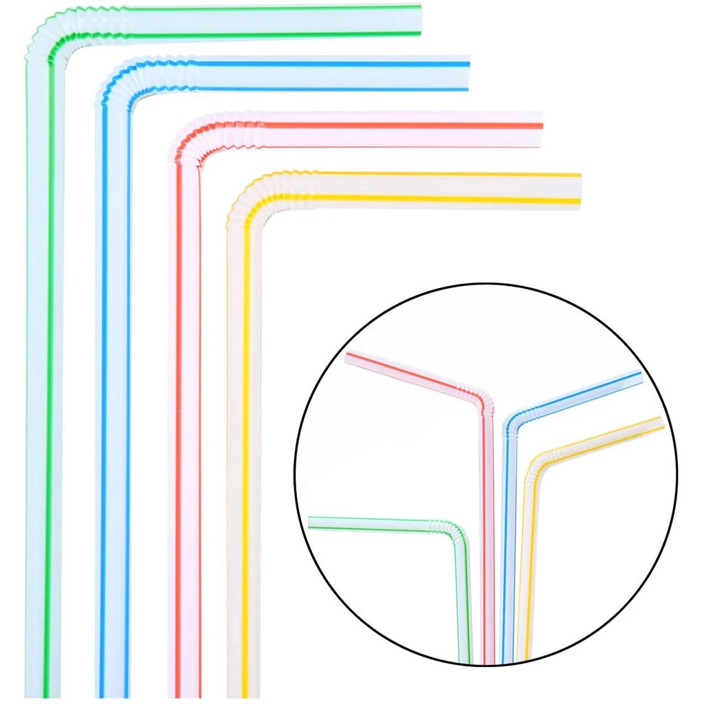 Set 100 Ống Hút Nhựa Màu Sắc Cầu Vồng Dùng Một Lần Chất Lượng Cao