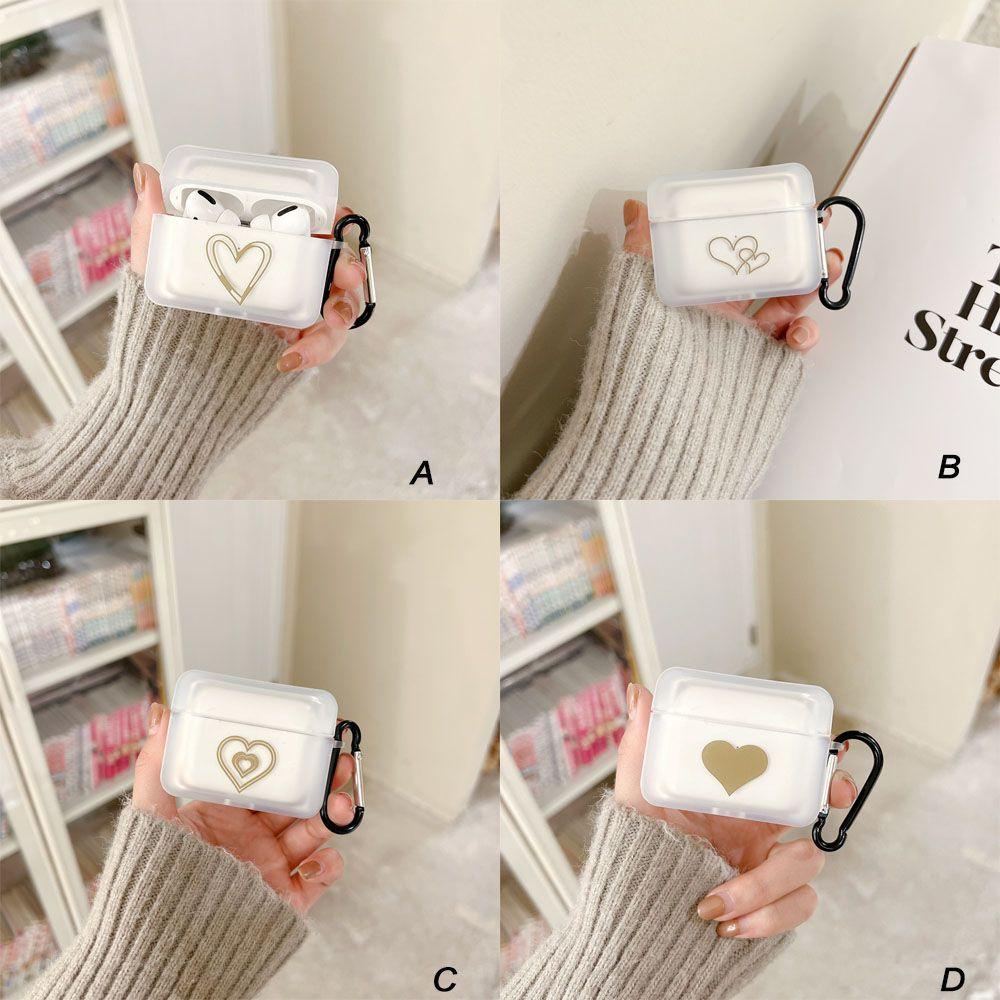MYRONGVN Vỏ Bảo Vệ Hộp Sạc Tai Nghe Airpods Bằng Silicon Mềm Trong Suốt Họa Tiết Trái Tim Dễ