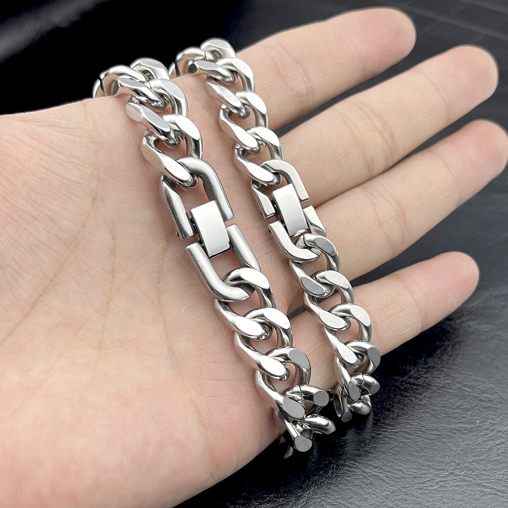 Vòng Tay Nam Lắc Tay Nam Xích Bản To Chốt Then Thép Titan Không Gỉ B20