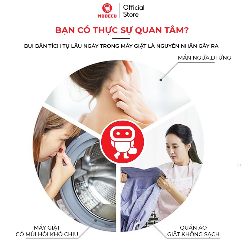 Viên Tẩy Vệ Sinh Lồng Máy Giặt Cao Cấp - Hộp 12 viên - Tẩy Sạch Cặn Bẩn Lâu Ngày Nhanh Chóng - Modeco