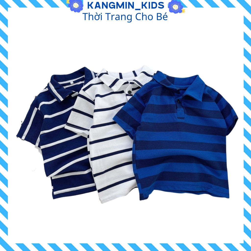 Áo Polo cho bé trai Hàn quốc xuất dư xịn Kangmin kids, áo phông cộc tay bé trai có cổ A001, Áo hè cho bé Từ 10-25kg