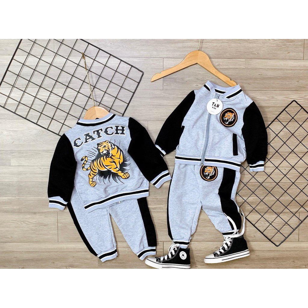 ✔️7-18kg✔️ Bộ thể thao kéo khóa bé trai sành điệu, chất da cá chéo
