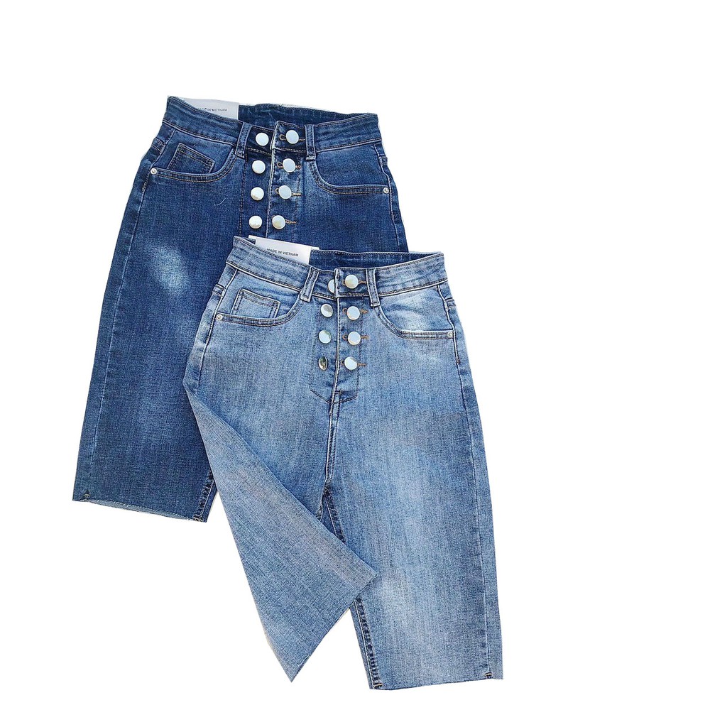 Quần jean ngố / lửng BIGSIZE lưng cao, co dãn mạnh lửng cao 8 nút đẹp dành cho người béo 3794