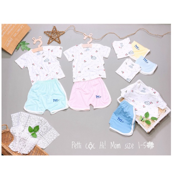 Bộ cộc tay pettit thun lạnh cài vai phối quần màu Hi mom họa tiết I Love Dad Family cho bé yêu