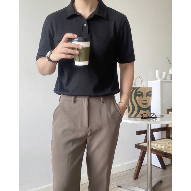 SANTÉ STUDIO - Áo cotton polo trơn nam BY SANTÉ - chất liệu cotton thoáng mát, thấm hút mồ hôi