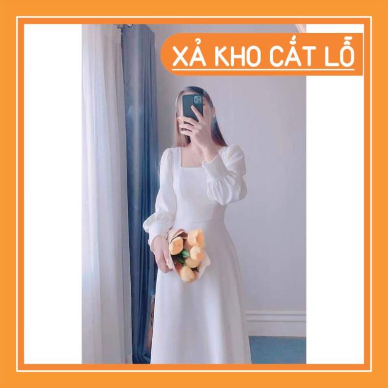 [Quần Áo Hot] Đầm dự tiệc trắng xòe cổ u vintage | BigBuy360 - bigbuy360.vn