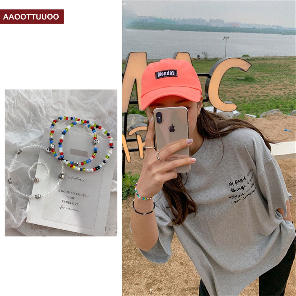 HANDMADE NEW Vòng Tay Kết Hạt Nhiều Màu Sắc Phong Cách Hàn Quốc