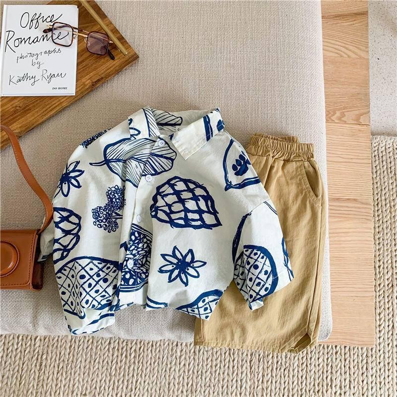 Áo sơ mi mỏng ngắn tay phong cách Hàn Quốc thời trang hè cho bé trai