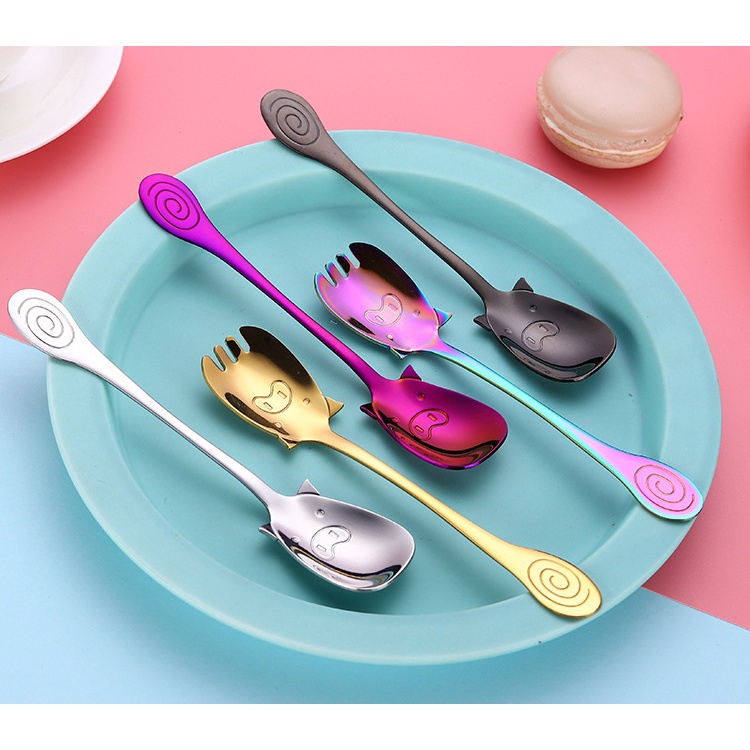 Bộ Dụng Cụ Ăn Uống Bằng Inox 304 Kiểu Hoạt Hình Đáng Yêu Cho Bé