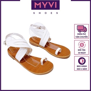 Giày Xăng-đan Nữ Xỏ Ngón, Chiến Binh, Quai Chéo Thời Trang (Trắng, Đen) - MyVi Shoes