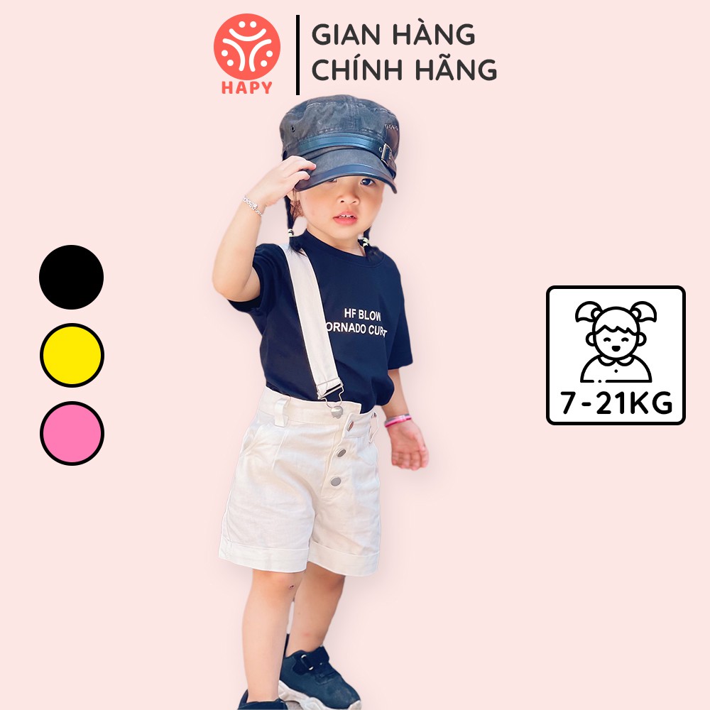 [XẢ KHO] [Set Áo + Yếm] Đồ Bộ Bé Gái Yếm Kaki 1 Vai Kèm Áo Thun Cộc Tay - HAPY SB522