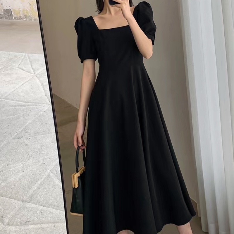 Đầm Cổ Vuông Dáng Rộng Thời Trang Mùa Hè Phong Cách Retro Dành Cho Nữ