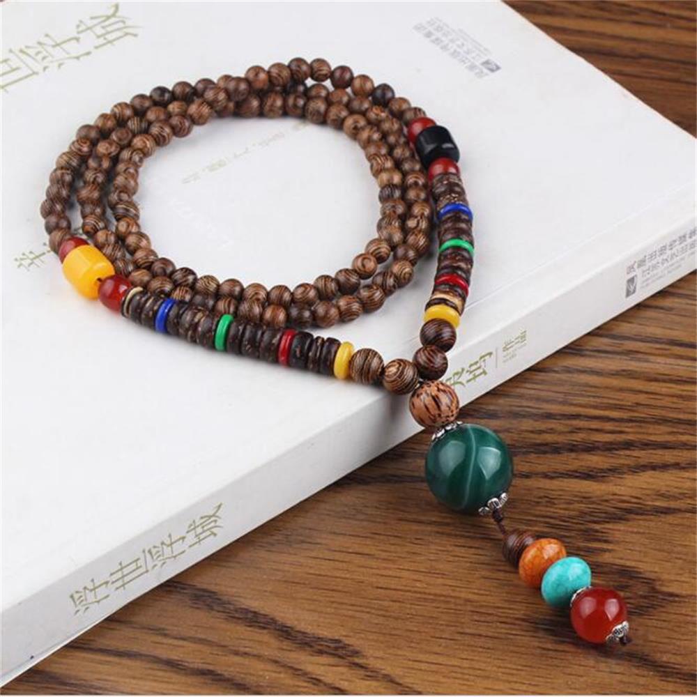 Vòng cổ xỏ hạt gỗ phong cách boho cổ điển thời trang