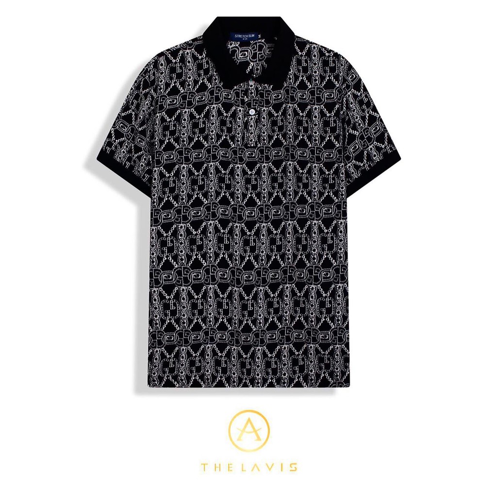 áo polo họa tiết dây xích, chất lụa mát, kiểu dáng sang trọng , lịch lãm