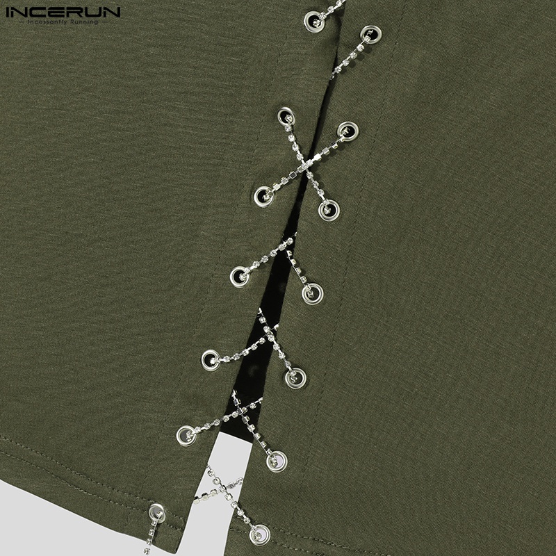 Áo croptop INCERUN sát nách màu trơn phối dây cột 3 màu sắc lựa chọn cho nam