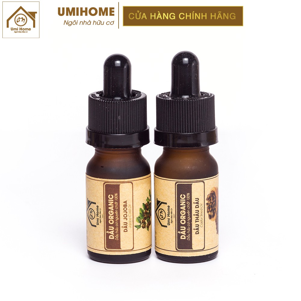 Combo Dầu Dưỡng Da UMIHOME gồm Jojoba 10ml và Thầu Dầu 10ml hữu cơ