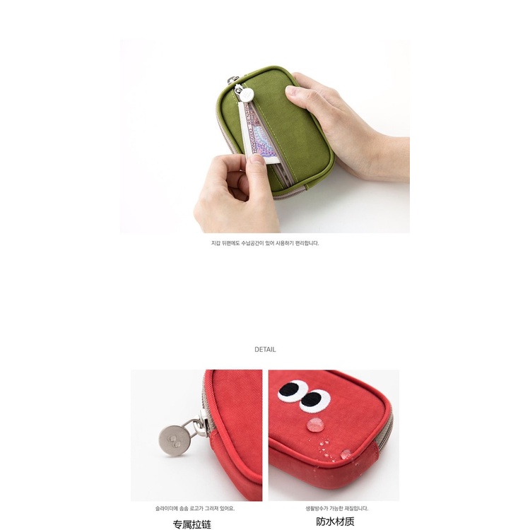 Ví Ngắn Đựng Tiền Xu / Thẻ Vải Cotton Họa Tiết Đôi Mắt To Kiểu Hàn Quốc Dễ Thương