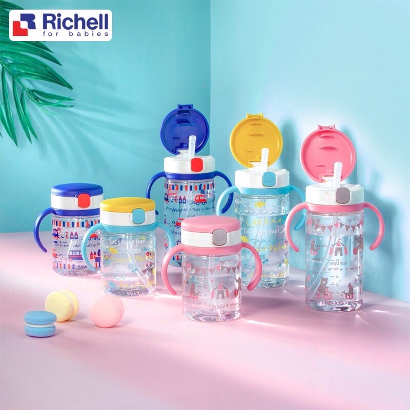 BÌNH Ống Hút AQ Richell 200ml Chính Hãng