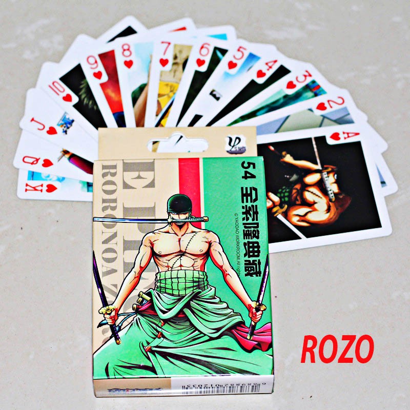 Bộ bài Tây anime Zoro onepiece Wanted Truy Nã,Rozo,luffy,chopper , bộ Tú 54 lá in hình anime manga dễ thương si