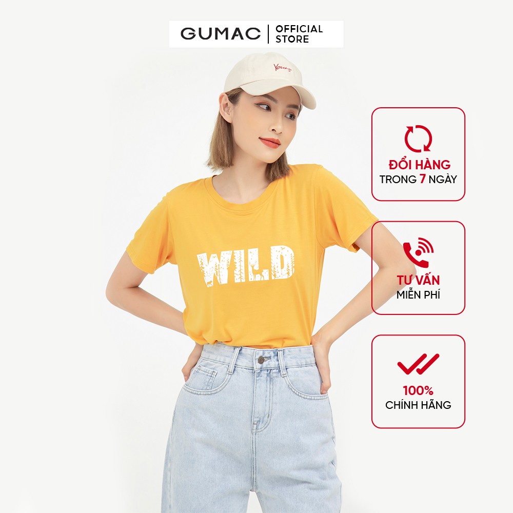 Áo thun nữ in chữ from basic tay ngắn cá tính GUMAC ATB518 | BigBuy360 - bigbuy360.vn