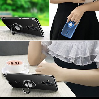 For Huawei Mate 20 Lite Ring Stand Soft Plating Clear Cover