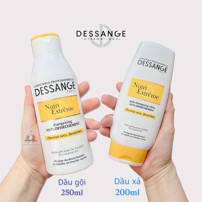 Dầu gội + Dầu Xả Dessange cho tóc khô, xơ xác, cần phục hồi dinh dưỡng Pháp