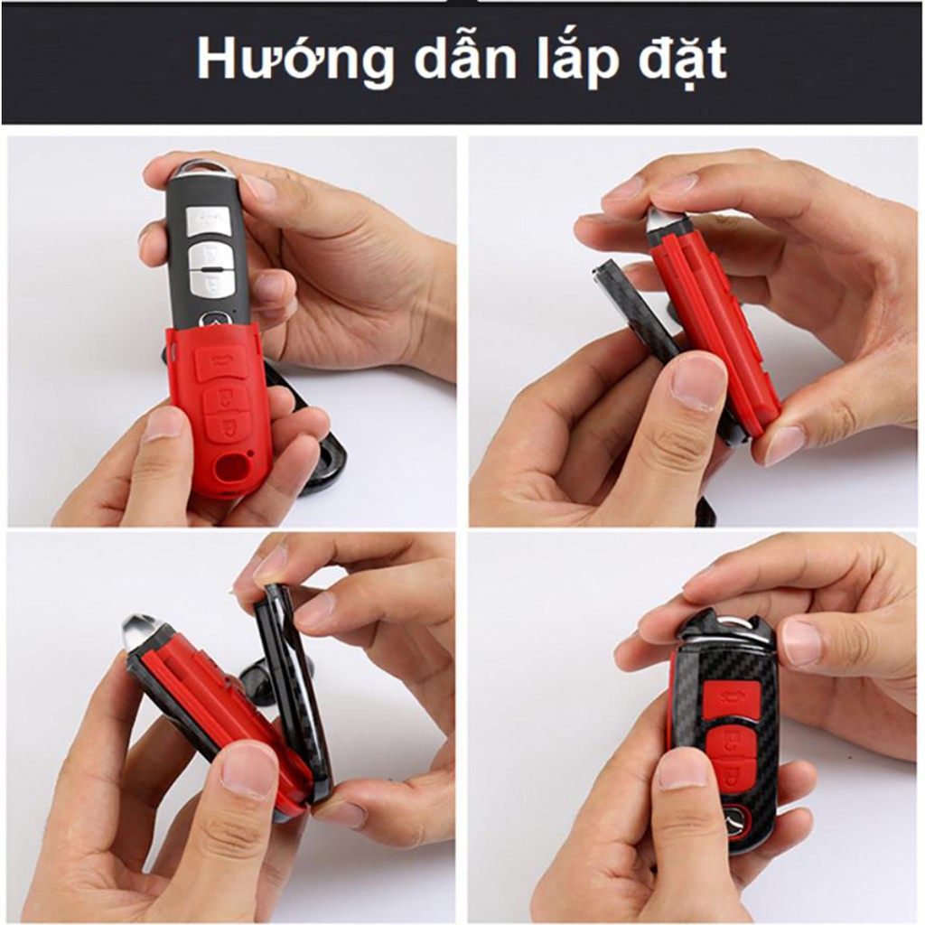 Ốp chìa khóa ô tô Mazda loại 3 nút(Mazda 2, 3, 6, CX-5,Cx8)  Vân CacBon Cao Cấp , TPU silicon dẻo