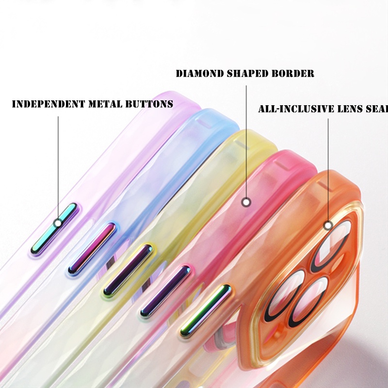 Ốp Điện Thoại Acrylic Màu Gradient Sang Trọng Có Kính Cường Lực Bảo Vệ Camera Cho iPhone 13 Pro max 12 Pro max 11 Pro max