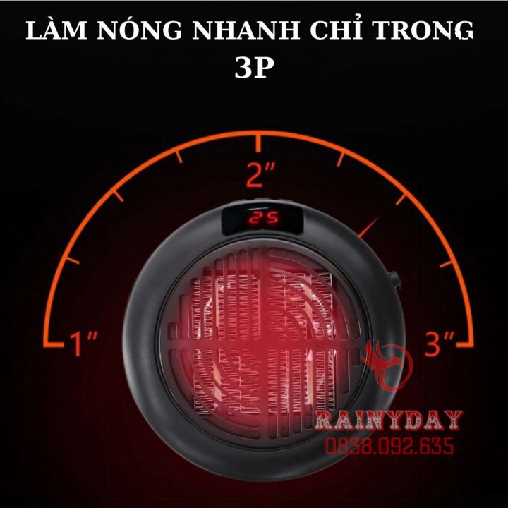 Máy sưởi Quạt sưởi ấm mùa đông mini treo tường cắm điện 900W văn phòng ngủ nhà tắm An toàn hiệu quả