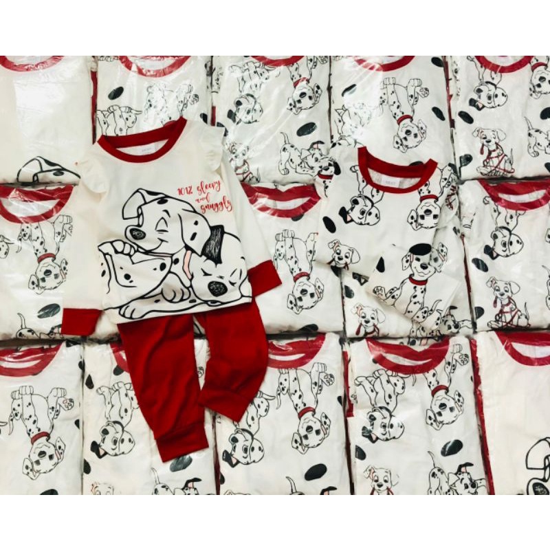 SET 2 BỘ COTTON DÀI TAY IN HÌNH CÚN TRẮNG ĐỎ CHO BÉ