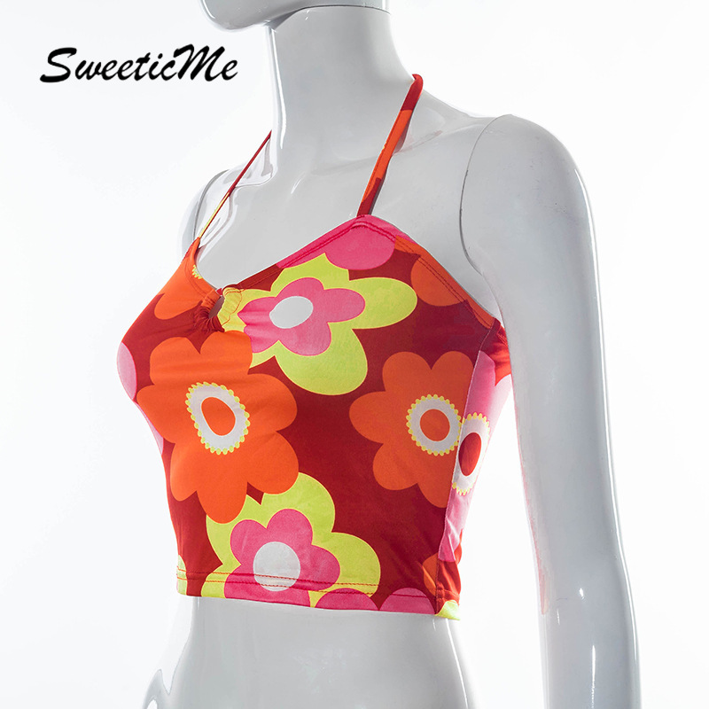 Áo Hai Dây Cổ Chữ V Hở Lưng In Họa Tiết Hoa Thời Trang Quyến Rũ Cho Nữ | BigBuy360 - bigbuy360.vn