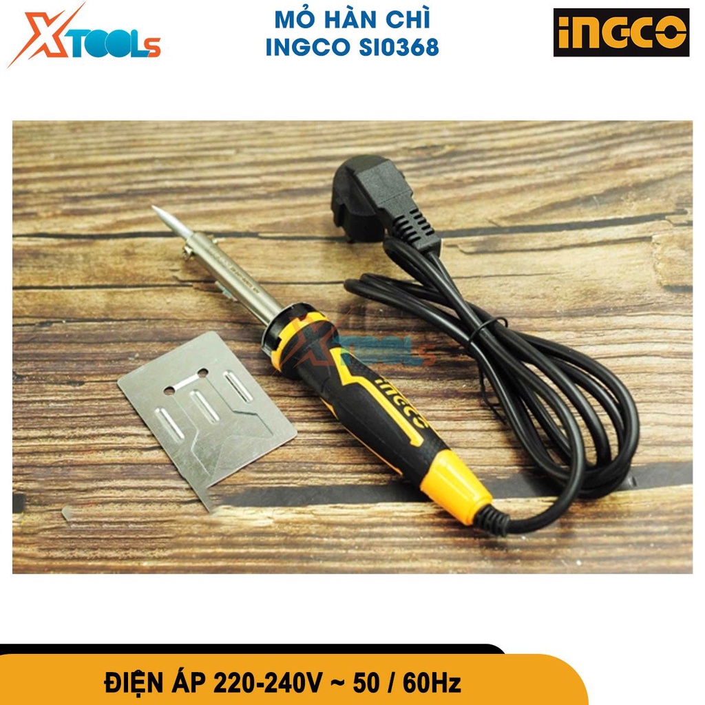 Mỏ hàn chì INGCO SI0368 máy hàn công suất đầu vào 60W thời gian làm nóng 3 ~ 5 phút đầu cong phẳng