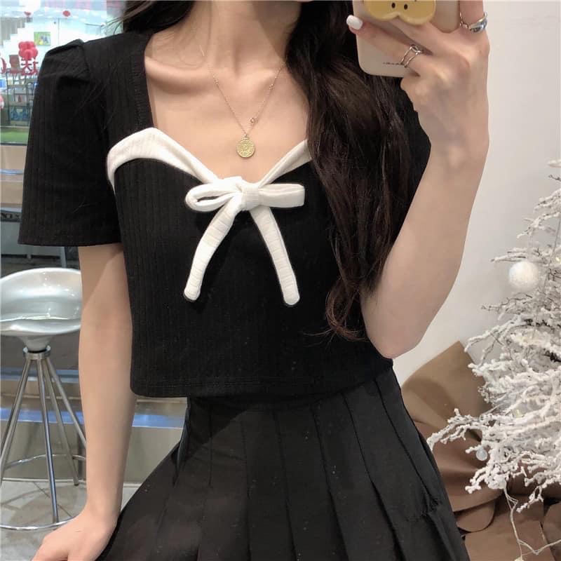 Áo kiểu croptop cột dây ngực hở sau lưng phong cách Hàn