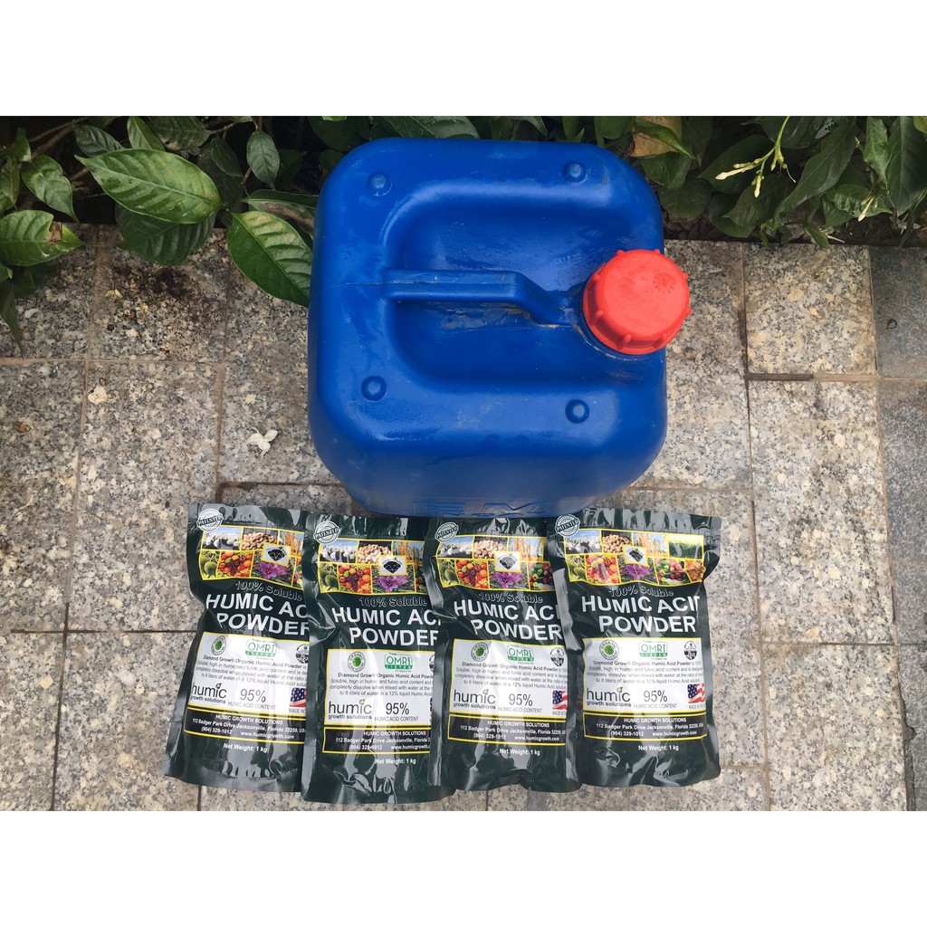 Combo 20 lít Đạm Cá và 4kg phân Humic Mỹ Acid Powder 95%