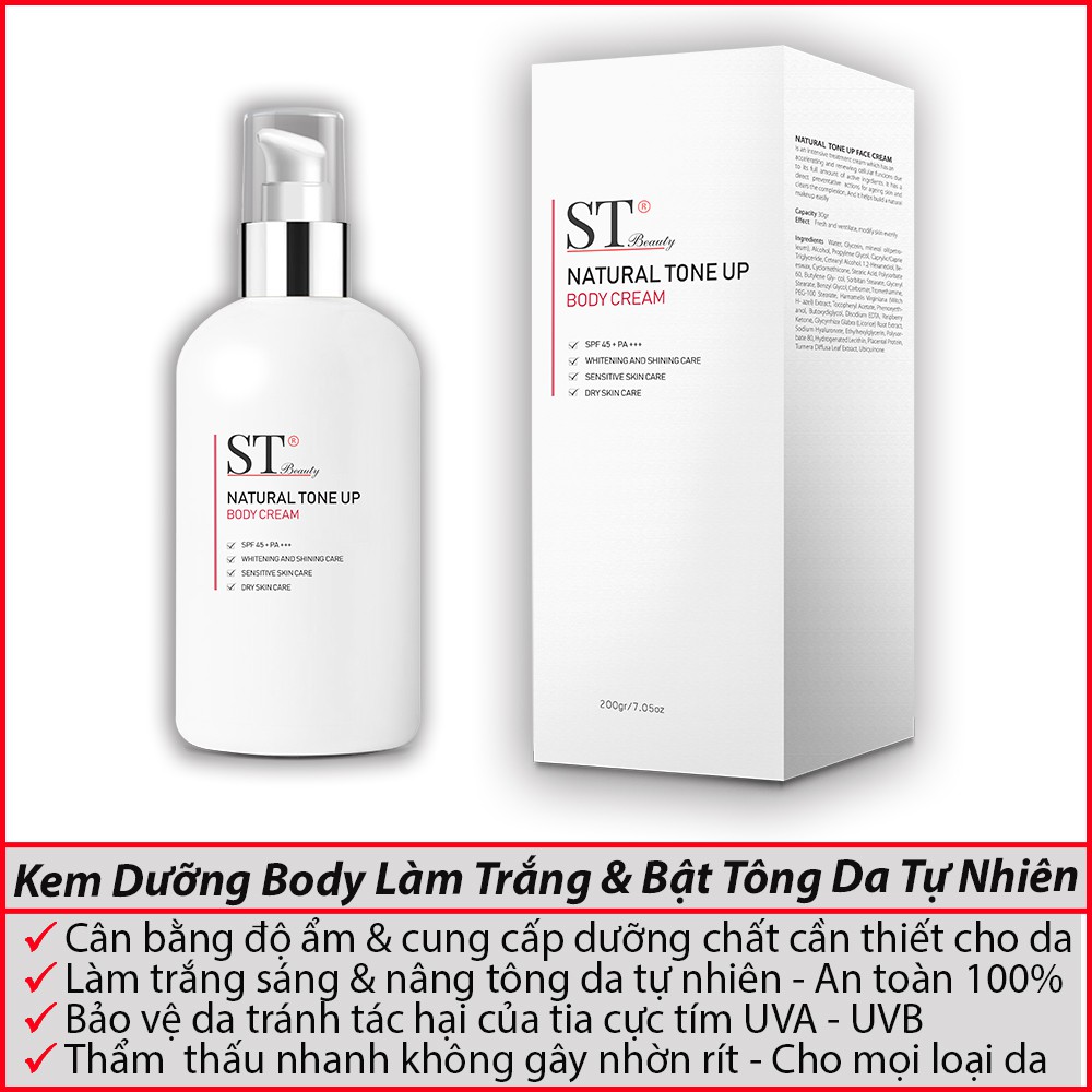 Kem dưỡng thể body ST Beauty trắng da và chống nắng nâng tone tự nhiên 200g Hàn Quốc