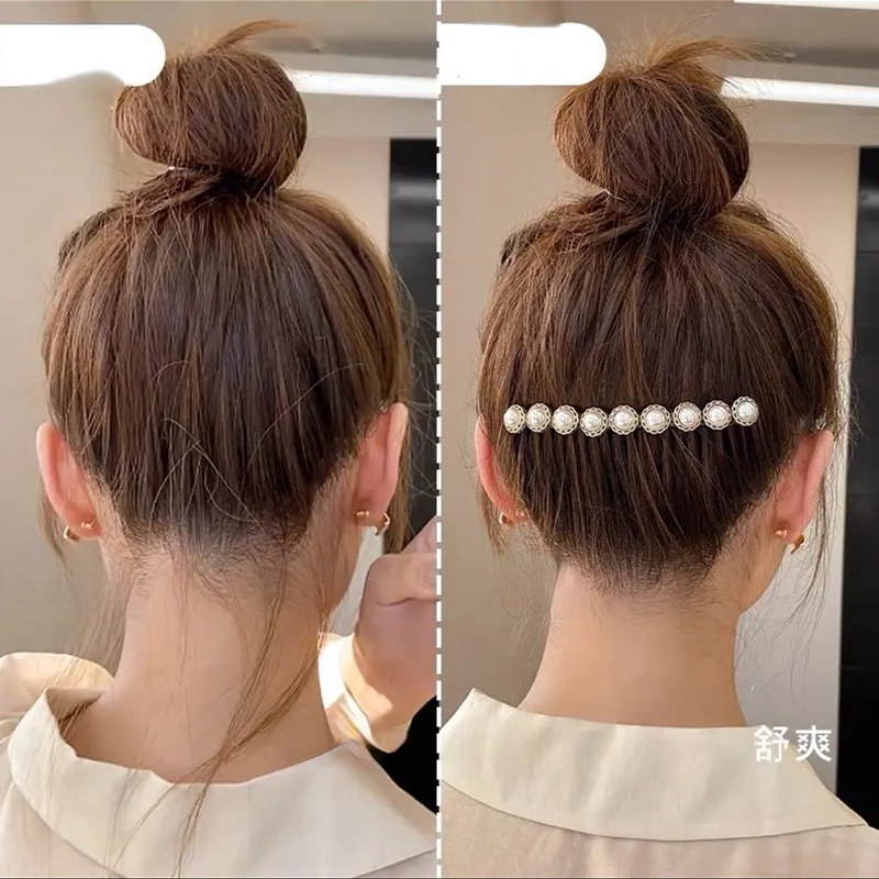 Lược Kẹp Tóc Mái Ngang Lưng Đính Ngọc Trai Nhân Tạo Gọn Gàng Cho Nữ