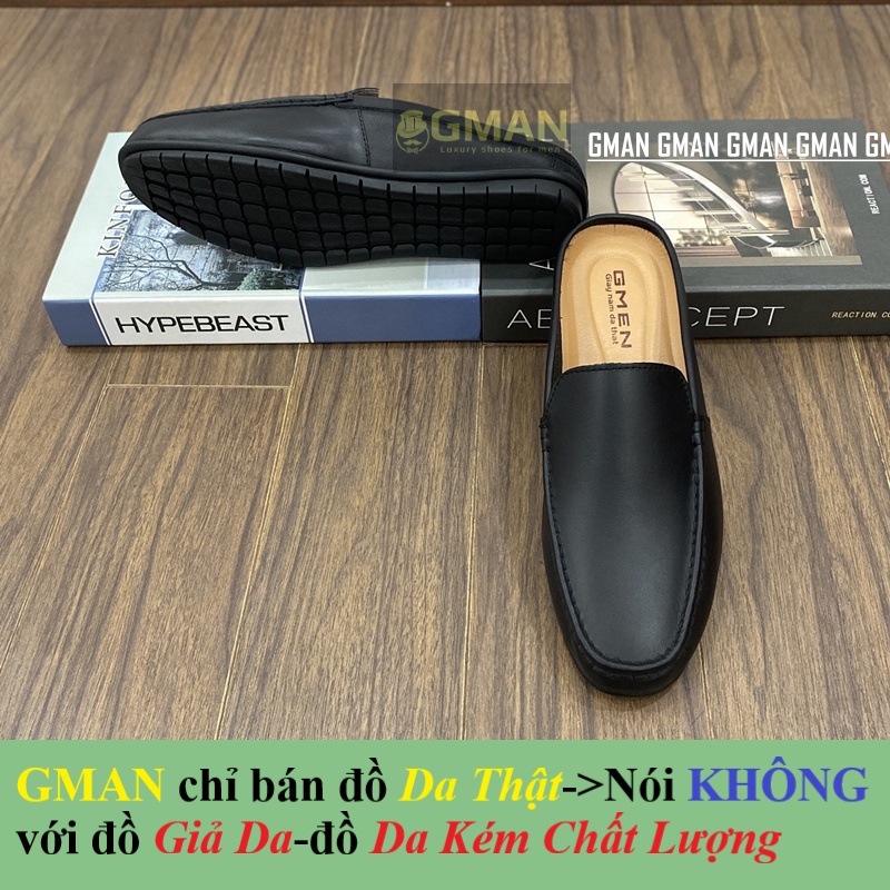 Giày sục nam da thật nguyên tấm 100% đế cao su bảo hành 1 năm TK0101