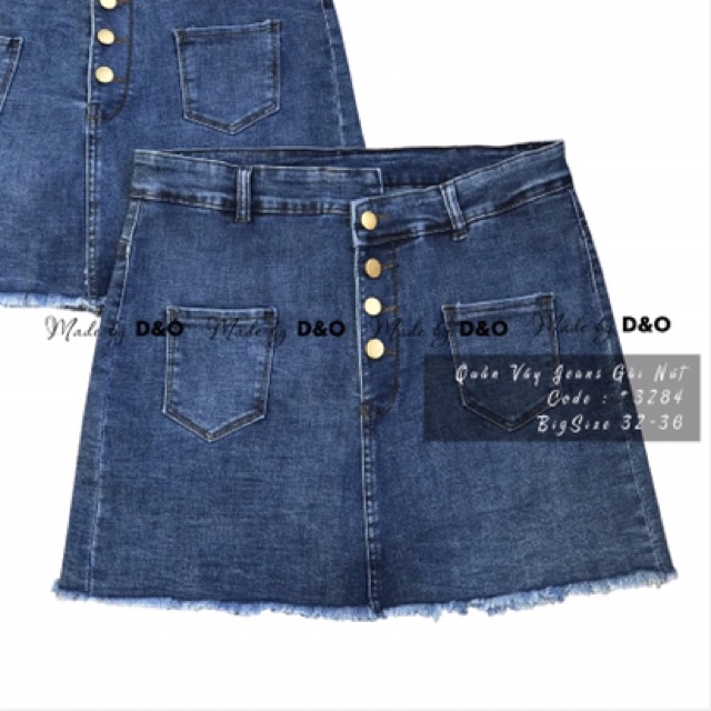 Quần Váy Jeans Bigsize Xanh Đậm - Có Quần Trong - Lưng Cao/Co Giãn