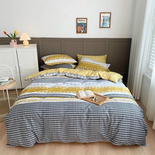 Bộ Chăn Ga Gối Cotton 100% Mẫu Kẻ Hàn Quốc