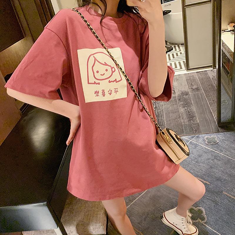 NRVP 2021 new summer Korean style loose plus size blouse mid-length short-sleeved t-shirt women tees