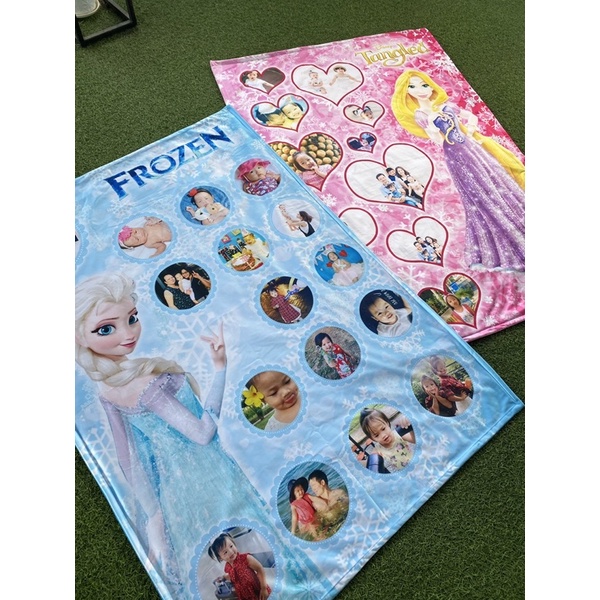 Chăn Elsa xanh in ảnh bé theo yêu cầu