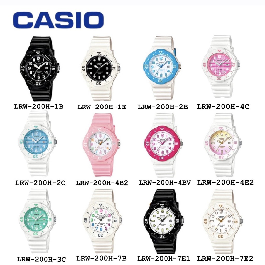 Đồng hồ nữ casio chính hãng chống nước 3atm , dây nhựa nhiều màu - LRW200H