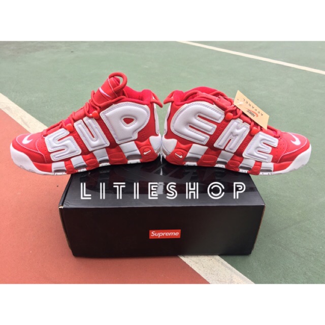 [ ẢNH THẬT ] GIÀY AIR MORE UPTEMPO X SUPREME " RED WHITE " NAM NỮ