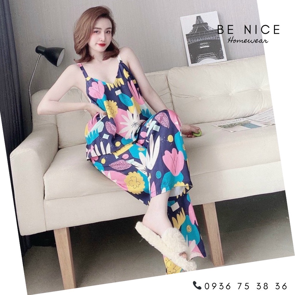 Bộ dây dài mặc nhà phối kiểu phía sau lạ mắt với nhiều họa tiết xinh xắn, Be Nice Homewear
