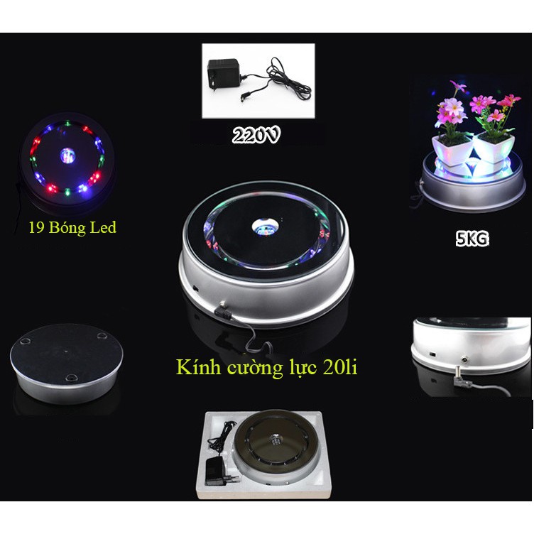 Đế xoay trưng bày sản phẩm đèn led nhiều kích cỡ