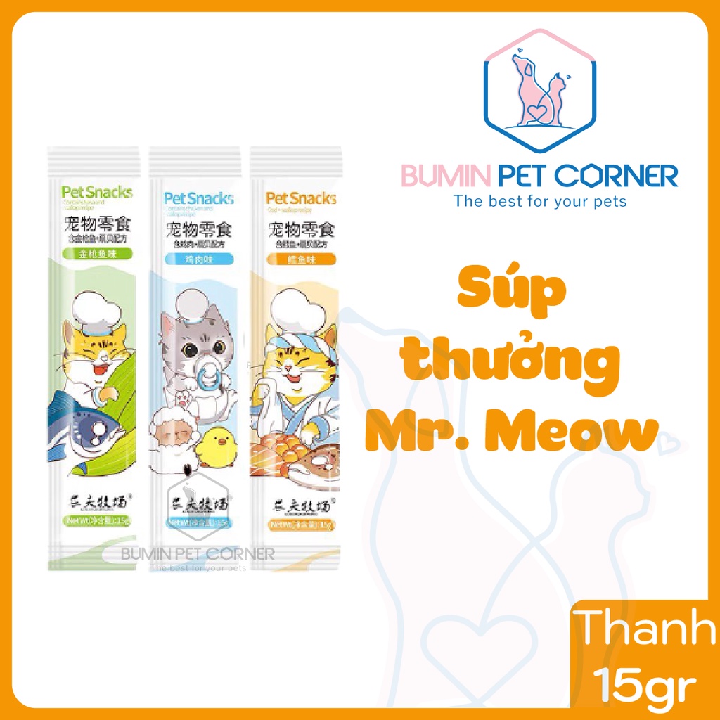 Combo 10 thanh Súp thưởng cho mèo Mr. Meow thanh 15g - Bumin Pet Corner