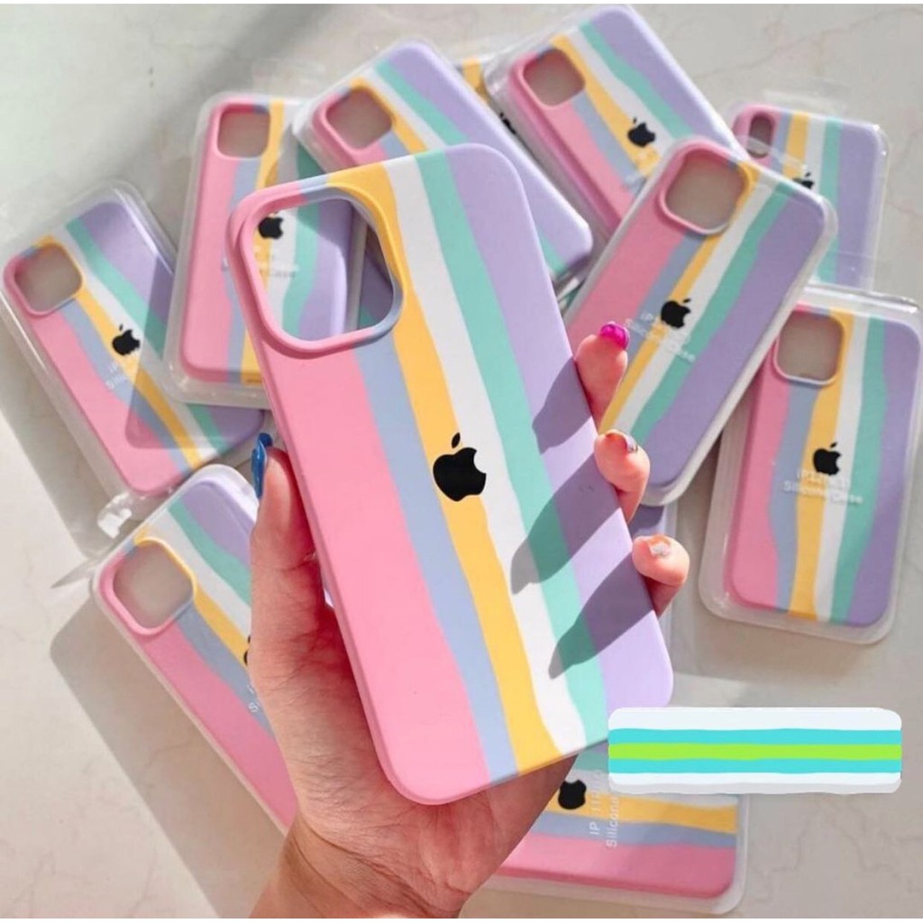 Ốp chống bẩn iphone Táo Cầu Vồng 💗 Full viền 💗 6/6plus/6s/6splus/7/7plus/8/8plus/x/xs/11/12/pro/max/plus/promax