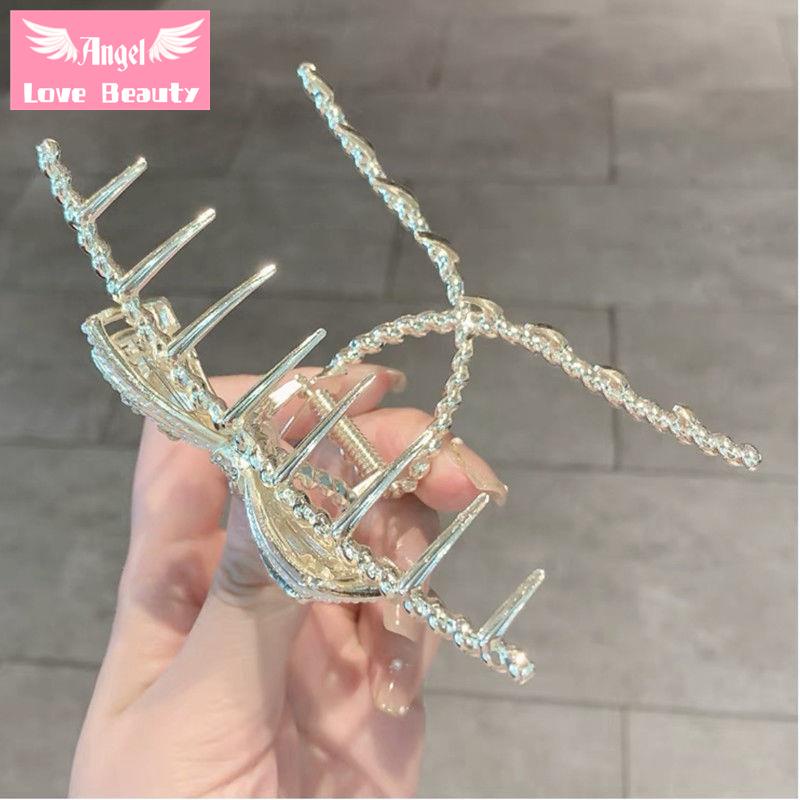 Kẹp Tóc Hình Nơ Lưng Đính Đá Phối Ngọc Trai Xinh Xắn Thời Trang Mùa Hè